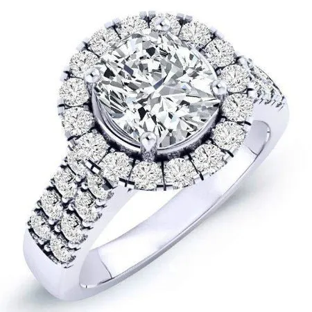 Velvet - Gia Natural Cushion Diamond Engagement Ring - 14k Rose Gold/3.00 Ct Center - 3.34 Ct Total Weight/gia Certified: Clarity I1 | Color H
