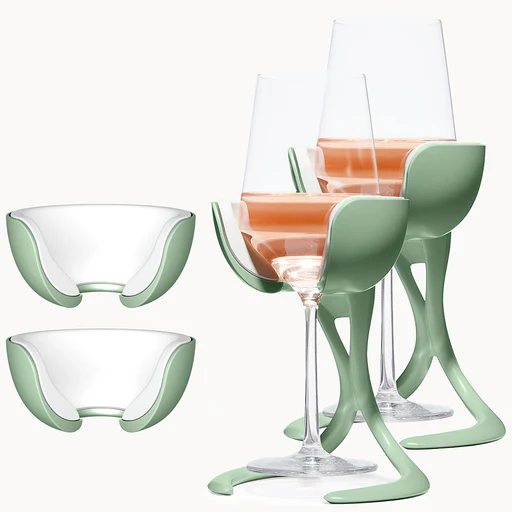 Stemmed Wine Chiller Pair + 2 Extra Chill Cradles