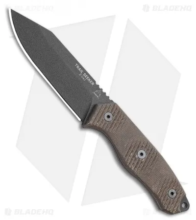 Trail Seeker Fixed Blade Knife Green Canvas Micarta (4.5" Black)