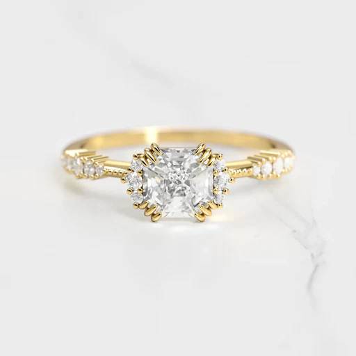 Asscher Cluster Diamond Ring
