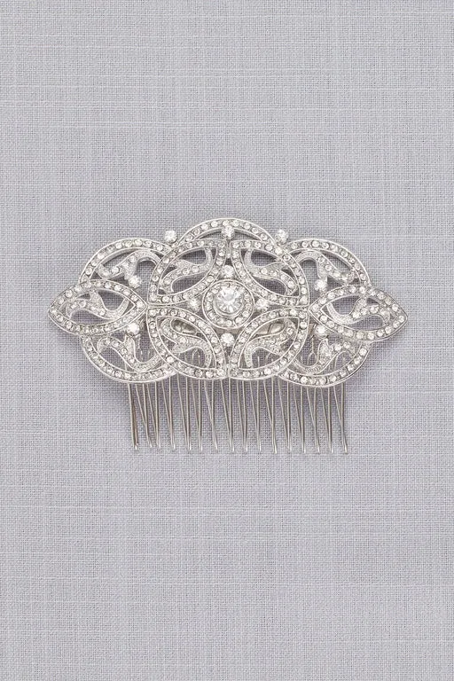 Art Deco Pave Crystal And Pearl Comb