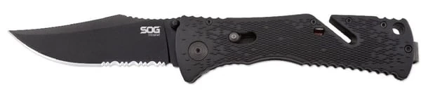 Sog Trident Partially Serrated Black Tini Folding Knife