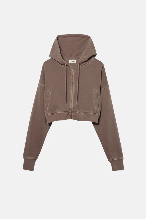 Babydoll Crop Zip Thermal Hoodie