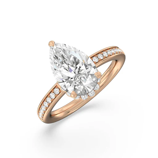 Collared Scalloped Hidden Halo Engagement Ring (e+ Vvs+) - 14kt White Gold/round/4 1/2