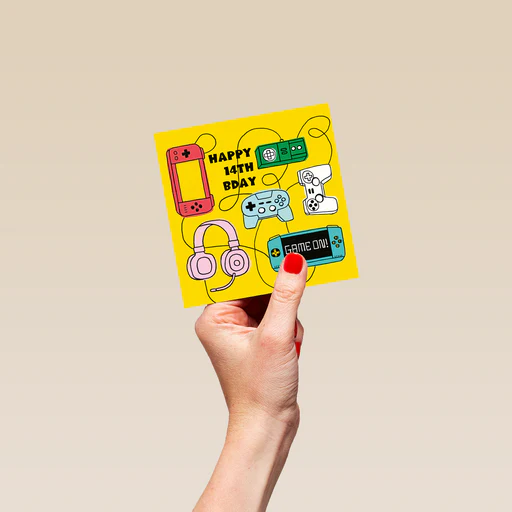 Personalised Editable Games & Gaming 14th Birthday Card