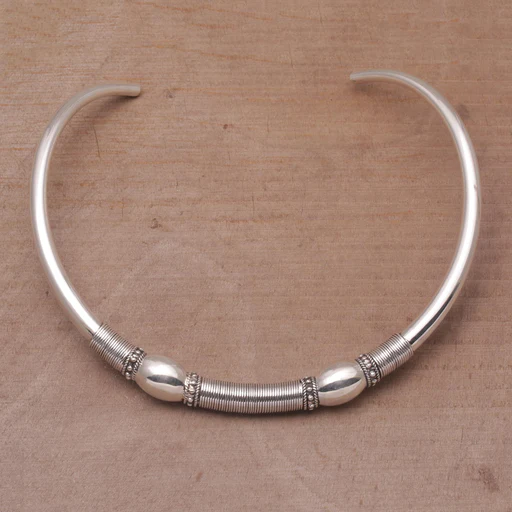Sterling Silver Bubble And Dot Motif Collar Necklace - Bubble Queen