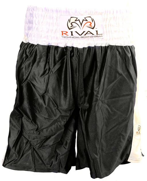 Rival Traditional Cut Dazzle Boxing Trunks - Black/white