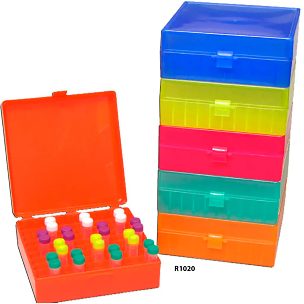 Mtc Bio Storage Box With Hinged Lid For 1.5 Ml Tubes 100 Place Black 5 Pack