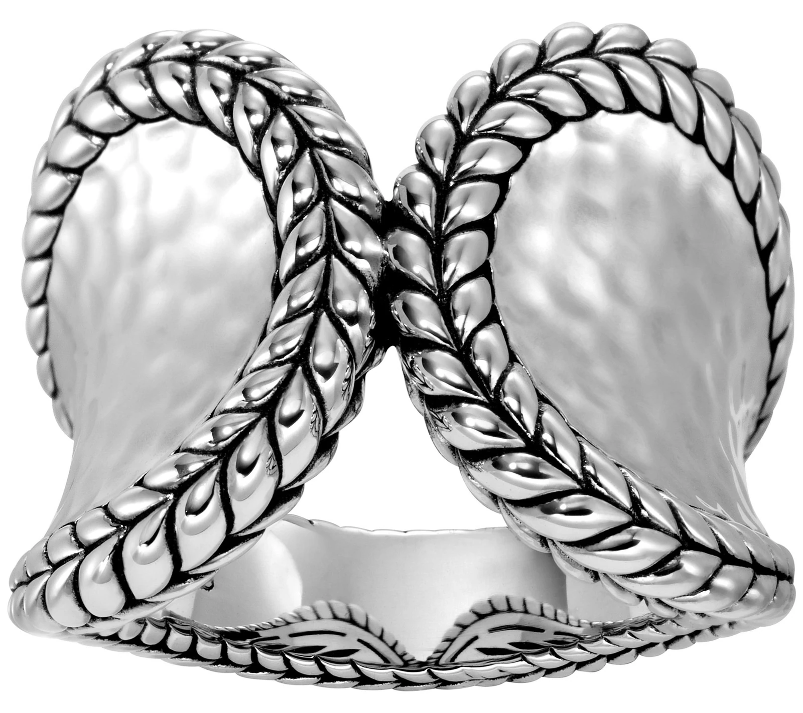 Jai Sterling Silver Hammered & Basketweave Ring