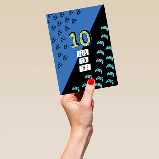 Personalised Pizza Games Console 10th Birthday Card