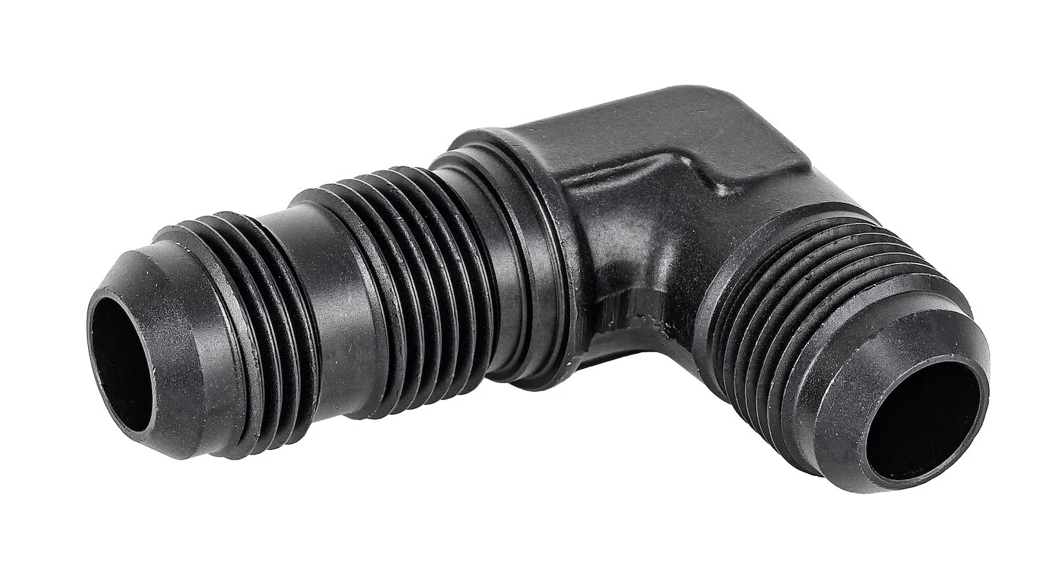 Jegs An To An 90-degree Bulkhead Adapter Fitting | -10 An Male To -10 An Male | 90-degree Angle | Aluminum | Black Anodized Finish