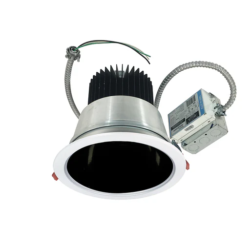 Nora Ncr2-8135 8" Led Sapphire Ii Retrofit Open Reflector, 46w, White Flanged, 120-277v Input, 0-10v Dimming - 2700k/flood/haze