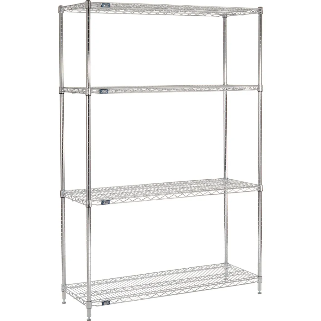 Nexel 4 Shelf Chrome Esd Wire Shelving Unit Starter 30w X 21d X 54h