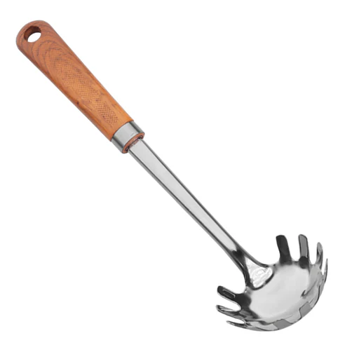 Chef Stainless Steel Spaghettis Spoon Noodle Spoon With Wooden Texture Handle - Kitchen Gadgets