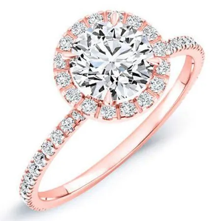 Columbine - Round Lab Diamond Engagement Ring (igi Certified) - 14k Rose Gold/0.70 Ct Center - 1.14 Ct Total Weight/clarity Vvs2 | Color E