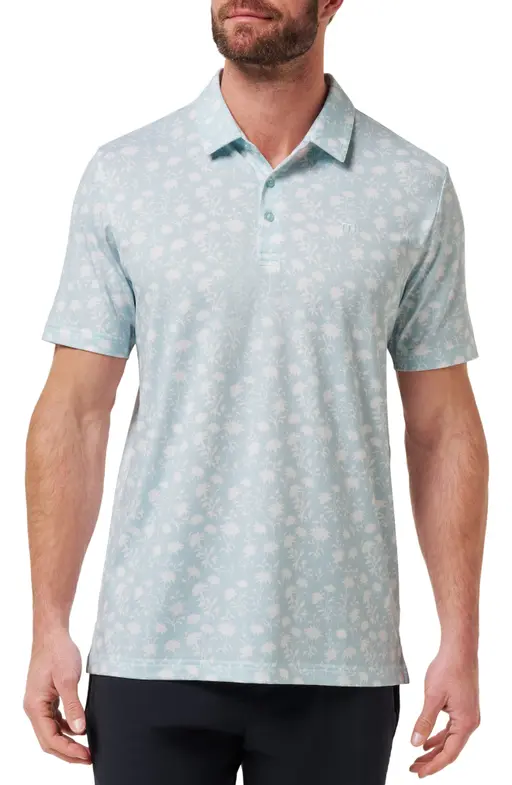 Featherweight Cove Floral Pique Polo