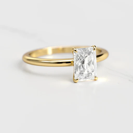 Radiant Tapered Solitaire Diamond Ring