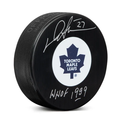 Darryl Sittler Autographed Toronto Maple Leafs Retro Logo Puck With Hof Note