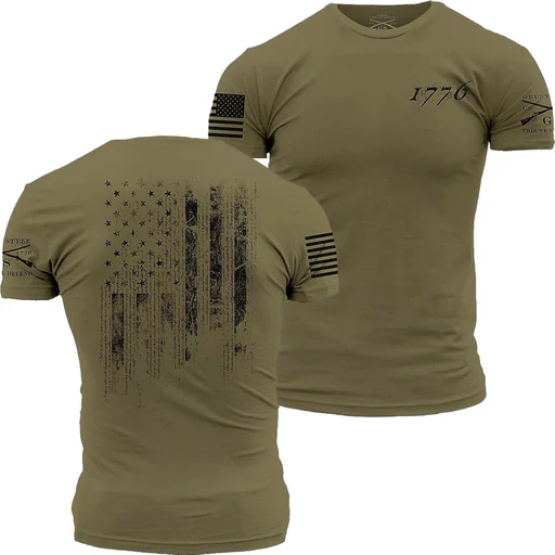 Grunt Style 1776 Flag T-shirt - Heather Gray