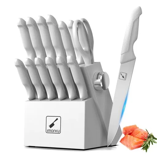 Imarku Kitchen Knife Set Japanese Knives, Stainless Steel, White - Grayish White