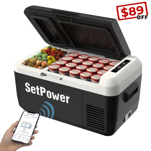Setpower Pt30 32qt Car Fridge 12v Refrigerator Freezer Dual Zone With Free Cover