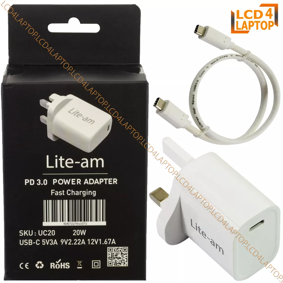 For Ipad Pro 12.9 3rd Generation A2014 Usb C Charger 20w Ac Adapter - D- Charger+2m C-c Cable/white