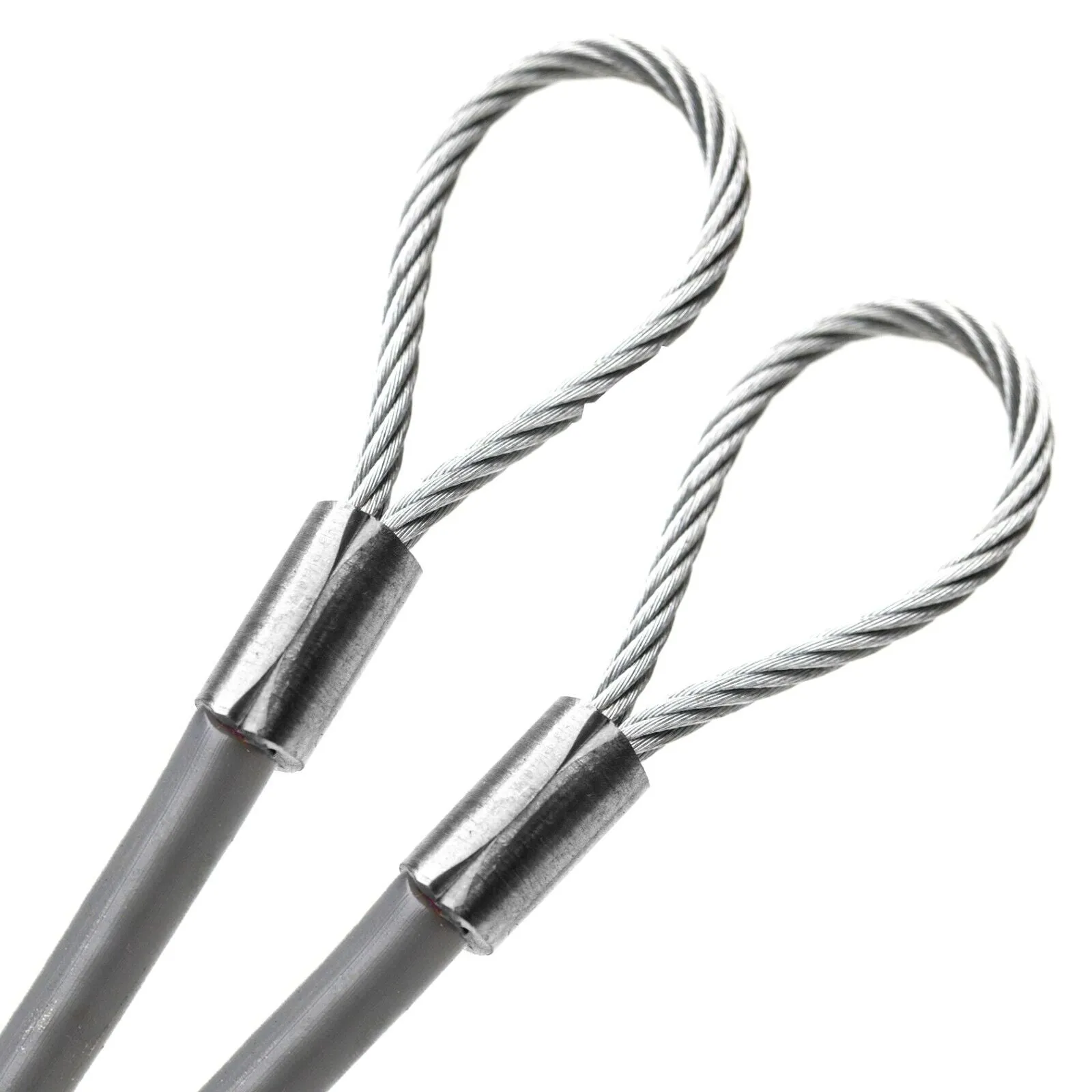20ft Order To Size 1/4 Galvanized Steel Cable Gray Vinyl Coated To 3/16 With Loop Size Made To Order In Usa