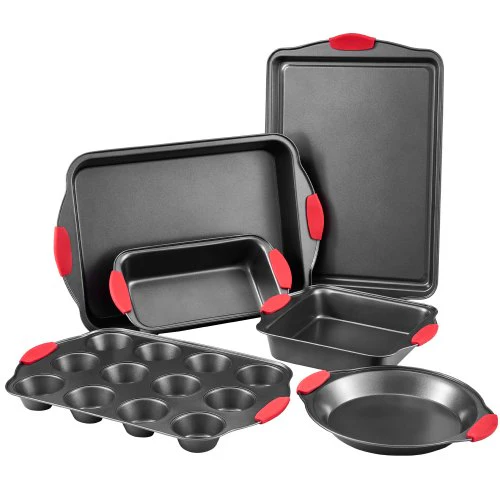 Baking Pan Set 6-piece Nonstick Carbon Steel Set With Silicone Handles