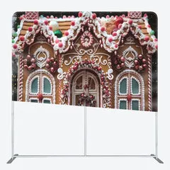 Aperturee Snowy Gingerbread House Christmas Photo Booth Backdrop