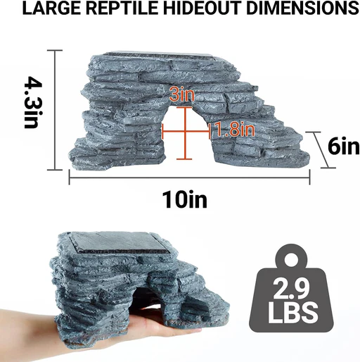 Repti Zoo Reptile Hide Cave With Heat Storage Basking Platform