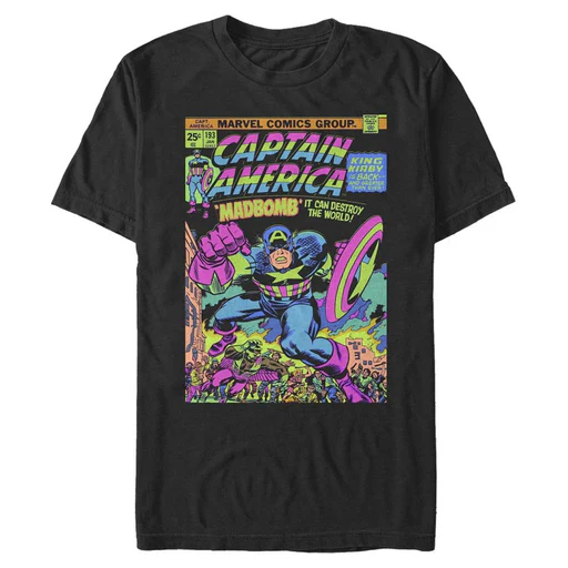 Men's Marvel Captain America Madbomb Comic Cover Glow T-shirt