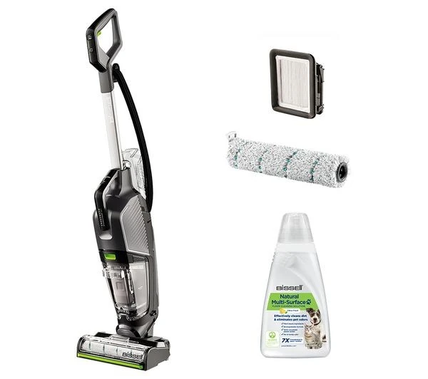Bissell Crosswave Hydrosteam Pet 3517e Upright Hard Floor Vacuum Cleaner - Black & Silver