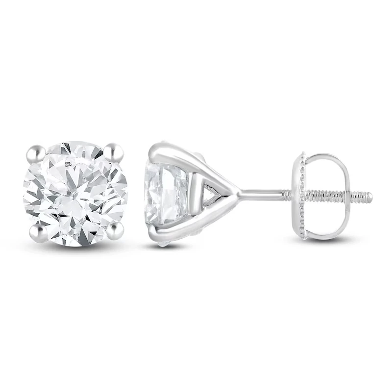 Round-cut Lab-grown Diamond Solitaire Stud Earrings 5 Ct Tw 14k White Gold (si2/f)