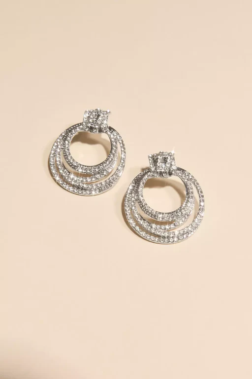 Pave Rhinestone Layered Hoops