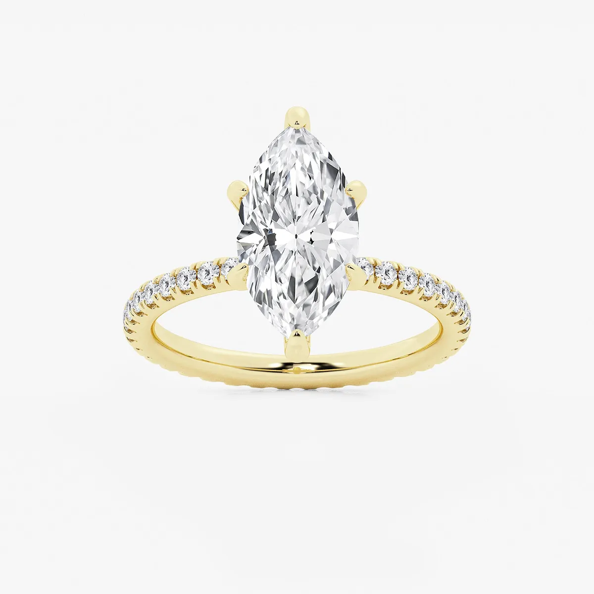 Grace 5 3/4 Ctw Marquise Lab Grown Diamond Eternity Engagement Ring 14k Yellow Gold, F, Vs2
