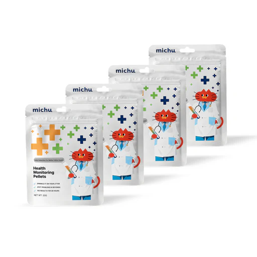 Michu Cat Health Monitoring Pellets - Colour Changing Indicators For Home Urine Testing - 4 Packs