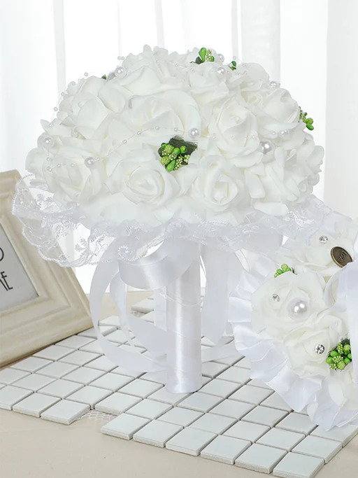 Wedding Flower For The Groom And Bride, Simulated Foam Rose Wedding Bouquet, Wf01