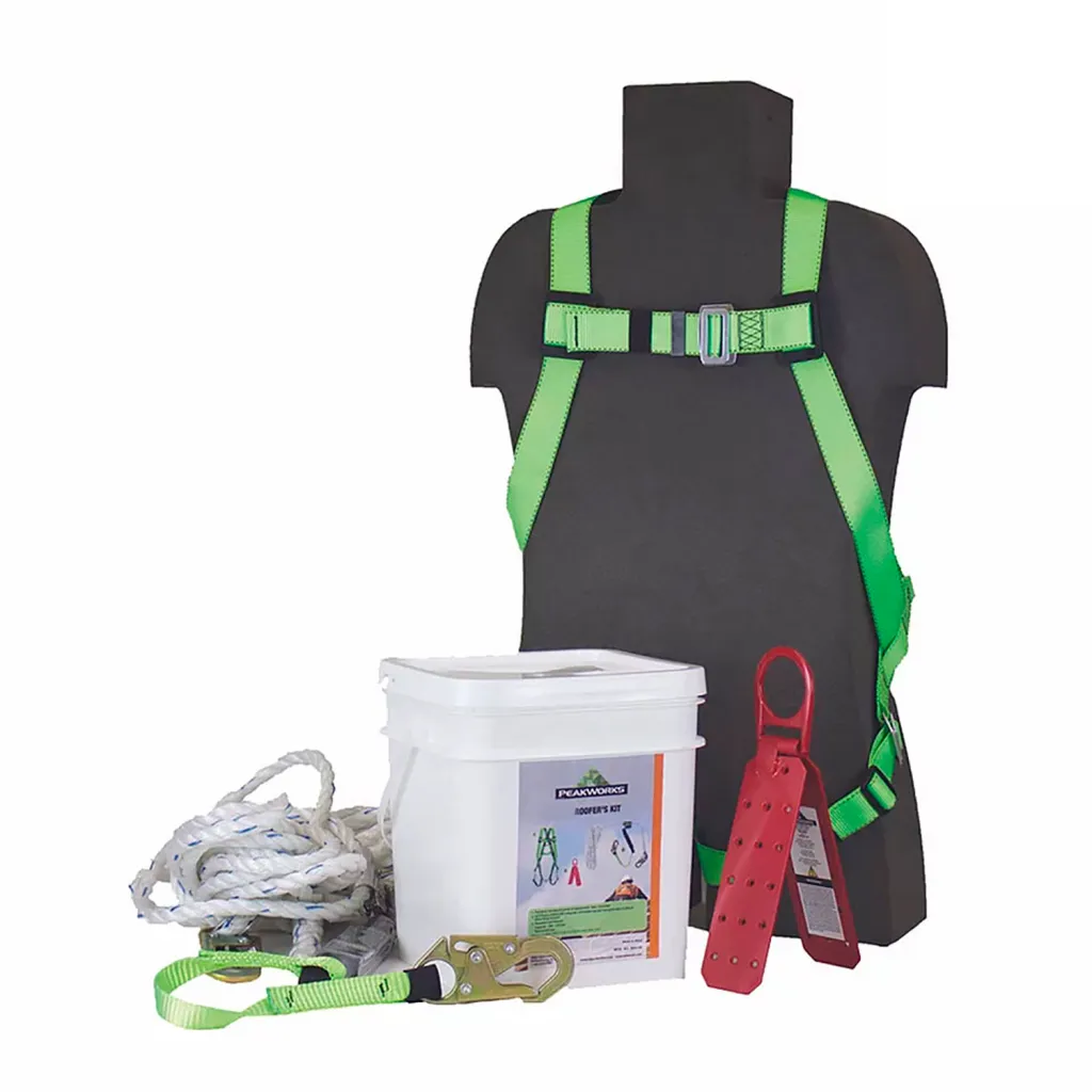 Peakworks Rk7 Reusable Roofer's Kit Harness Rope Grab 25' Vertical Lifeline