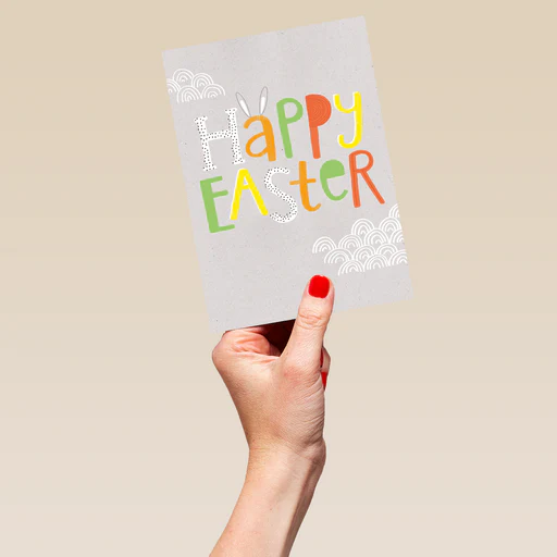 Personalised Colourful Text With Bunny Ears Easter Card - Large