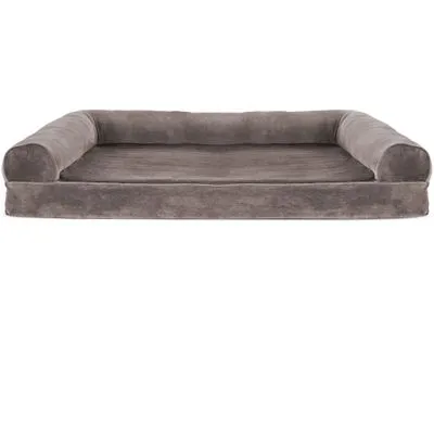Furhaven Faux Fur & Velvet Cooling Gel Top Sofa Pet Bed - Driftwood Brown (jumbo Plus)