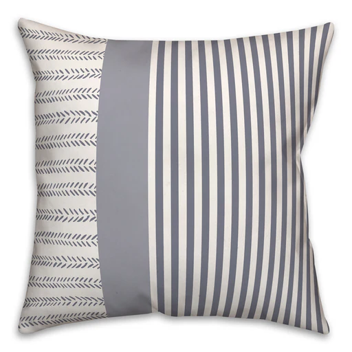 Linework Pattern Indoor / Outdoor Throw Pillow - Blue/18x18
