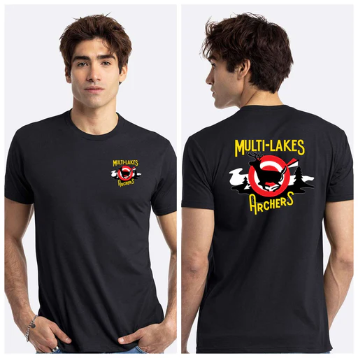 Multi-lakes Printed Unisex Blended Comfort T-shirt Vintage Range Front And Back Print - Black/medium