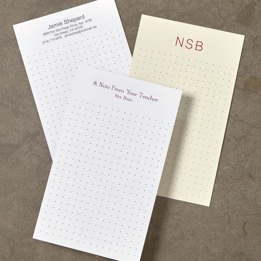 500 Personalized 3 X 5 Cards, Vertical Dot Grid
