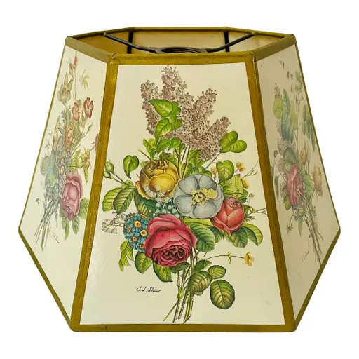 Mid-century Floral Rose Paper Hexagonal Lampshade