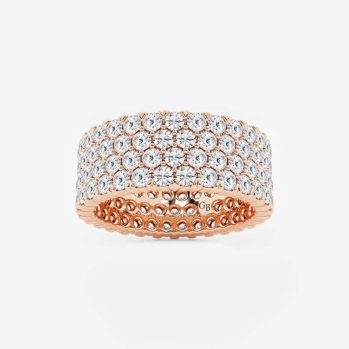 4 Ctw Round Lab Grown Diamond Multi-row Eternity Band - 7.8mm Width 14k Rose Gold, De, Vs1