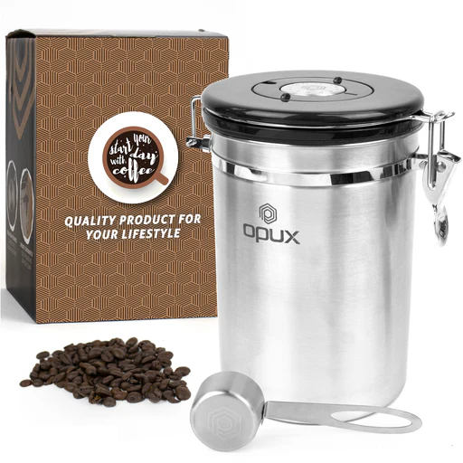 Airtight Stainless Steel Coffee Canister (16 Oz / 21 Oz)