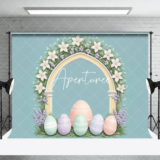 Greenery Floral Arch Colorful Eggs Easter Backdrop