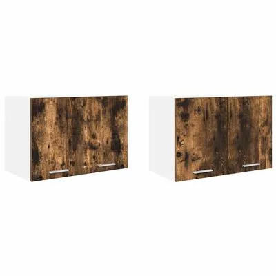 Vidaxl Hanging Cabinet Riga 2 Pcs Smoked Oak And White