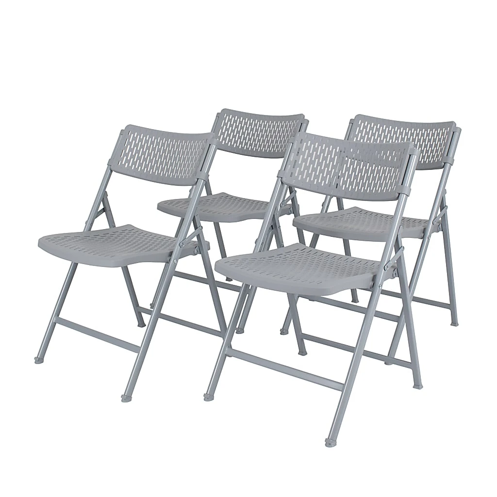 Airflex Series Premium Polypropylene Folding Chairs, Platinum, Pack Of 4 Chairs