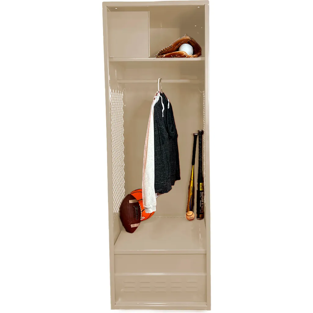 Global Industrial Open Gear Locker With Top Compartment & Foot Locker, 24"w X 24"d X 72"h, Putty